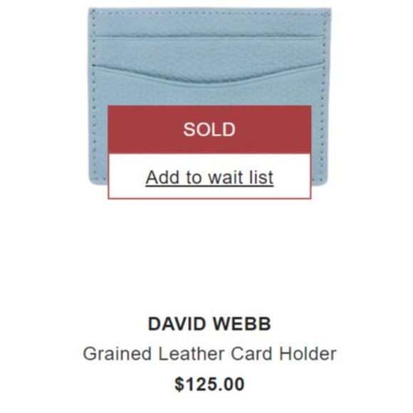 DAVID WEBB Grained Leather Card Holder Wallet - NEW - Picture 5 of 7